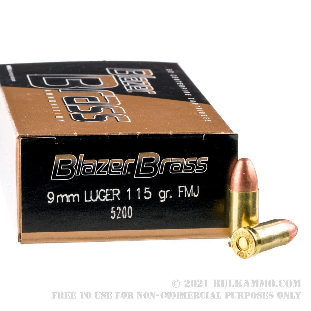 50 Rounds of 9mm Ammo by Blazer Brass - 115gr FMJ – DroneCosmo