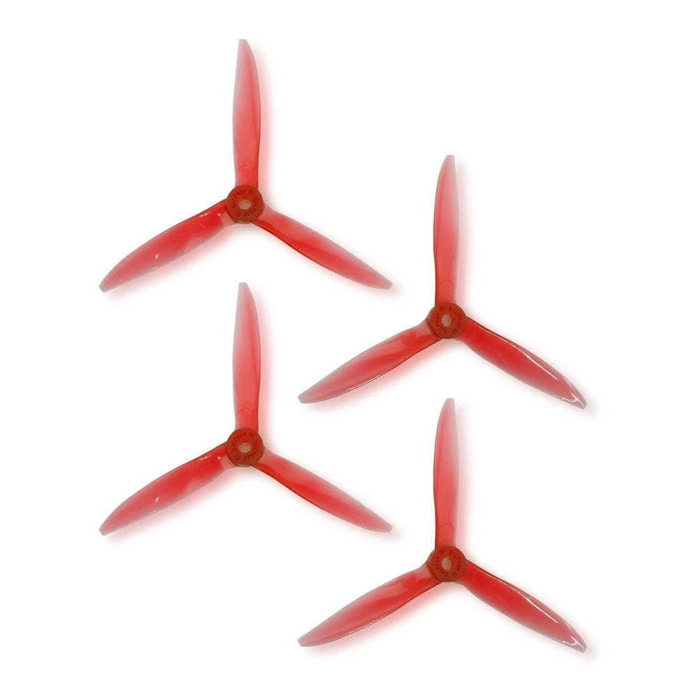DAL 5x5 - 3 Blade, Crystal Red Cyclone Propeller - T5051C  (Set of 4)