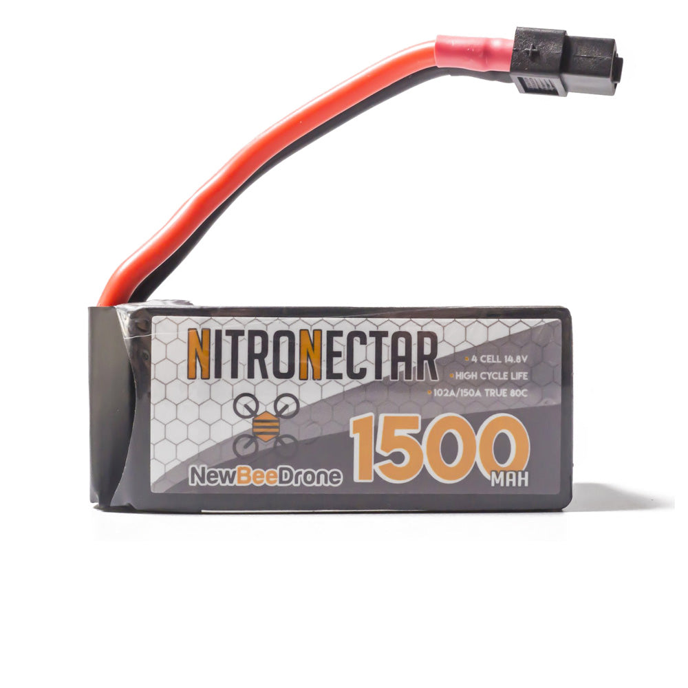 NewBeeDrone Nitro Nectar 1500mAh 4S 80c Lipo Battery w/ Removable Balance Lead, Aluminum Shield