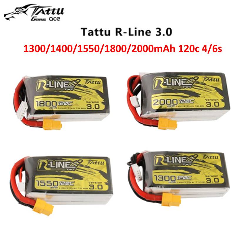 Tattu R-Line Version 3.0 V3 1300/1400/1550/1800/2000mAh 120C 4S 6S 4.2V Lipo Battery XT60 Plug FPV Racing Drone RC Quadcopter