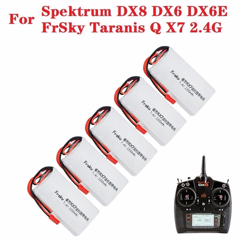 7.4V 2200mAh Lipo Battery for FrSky Taranis Q X7 Dx6e Dx6 Transmitter Spektrum DX8 Rc Spare Part 2S Rechargeable Battery Pack
