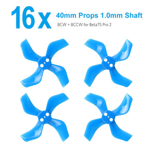 BETAFPV 16pcs 40mm 4-Blade Props with 1.0mm Shaft Micro Whoop Prop for Inductrix FPV Plus Kingkong Tiny 7 Beta75S Beta75 Pro 2